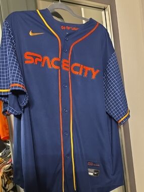 Nike Navy 'Space City' Jersey with Orange and Yellow Trim